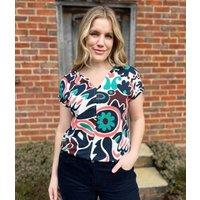 Jade Nelly Printed Notch Neck Tee Size 14