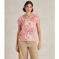 Coral Nelly Printed Notch Neck Tee Size 8