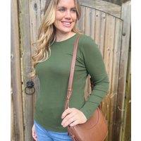 Khaki Regular Long Sleeve Crew Neck Top Size 20