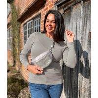 Grey Regular Long Sleeve Crew Neck Top Size 24