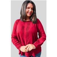 Red Pintuck Long Sleeve Top Size 14/16