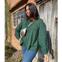 Green Pintuck Long Sleeve Top Size 10/12