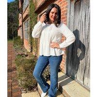 Cream Pintuck Long Sleeve Top Size 20