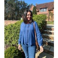 Blue Pintuck Long Sleeve Top Size 14/16