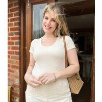 Ecru Ribbed Scoop Neck T Shirt Size 12