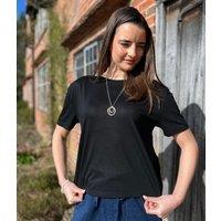 Black Crew Neck Relaxed T Shirt Size 16