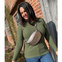 Khaki Ribbed Long Sleeve Top Size 14
