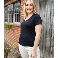 Black Pure Cotton V Neck T Shirt Size 8