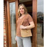 Brown Pure Cotton V Neck T Shirt Size 10