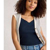 Navy Sea Breeze Lace Trim Vest Top Size 24