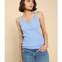 Light Blue Sea Breeze Lace Trim Vest Top Size 12