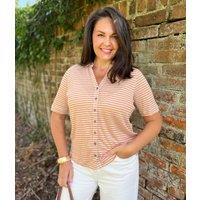 Charlie Linen Striped Short Sleeve Shirt Size 6