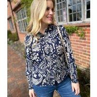 Brakeburn Navy Paisley Print Blouse Size 18