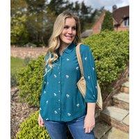 Brakeburn Teal Floral Print Blouse Size 10