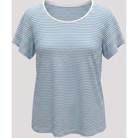 Blue Striped Linen Blend Crew Neck Top Size 24