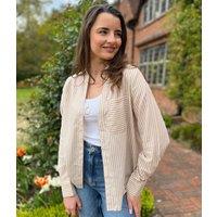 Brown Striped Soft Relaxed Shirt Size 6