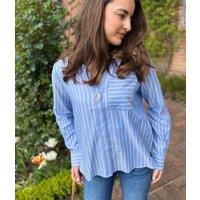 Blue Double Striped Soft Relaxed Shirt Size 6
