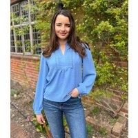 Blue Rachel Pintuck Blouse Size 6/8