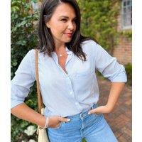 Blue & White Fine Striped Shirt Size 6