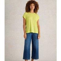 White Stuff Rowan Lime Linen Tee Size 14