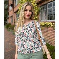 Floral Print 3/4 Sleeve Top Size 14