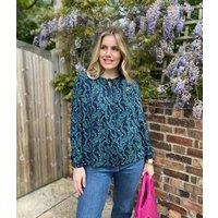 Brakeburn Navy Flower Print Blouse Size 10