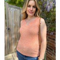 Orange Marl Ribbed Vest Top Size 14