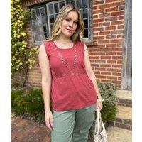 Nomads Raspberry Cotton Lace Vest Top Size 16
