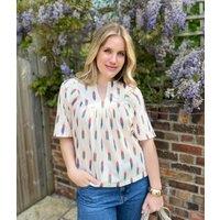 Nomads Ivory Print Cotton Floaty Top Size 18