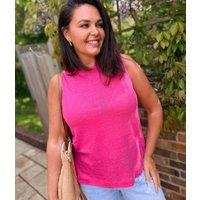 White Stuff Pink Rylee Linen Vest Top Size 24