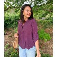Plum Polka Dot Popover Blouse Size 8