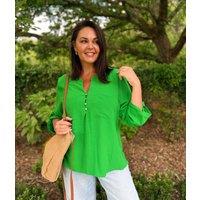 Green Popover Tunic Blouse Size 12