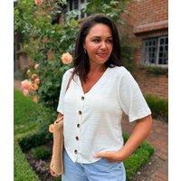 Ivory Jersey Button Through Top Size 22