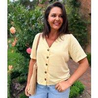 Yellow Jersey Button Through Top Size 16