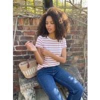Pink & Green Stripe Cap Sleeve Tee Size 10