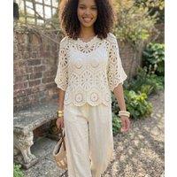Ecru Mandala Crochet Top Size One Size