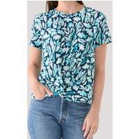 Navy Flower Print Twist Front Top Size 16/18