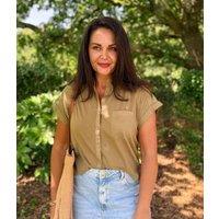 Khaki Cap Sleeve Shirt Size 18