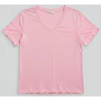 Light Pink Cotton Modal Slouch V-Neck T-Shirt Size 20/22