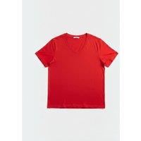 Red Cotton Modal Slouch V-Neck T-Shirt Size 8/10