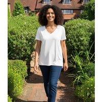 White Cotton Modal Slouch V-Neck T-Shirt Size 16/18