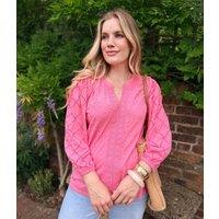 Pink Embroidered Contrast Long Sleeve Top Size 6/8