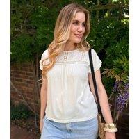 Cream Cotton Embroidered Top Size 12