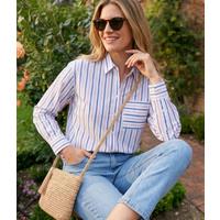 Pink & Navy Striped Poplin Modern Shirt Size 8/10