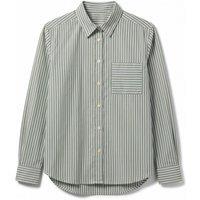 Green Striped Relaxed Cotton Poplin Shirt Size 6P