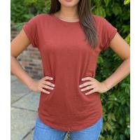 Red Cotton Cap Sleeve T Shirt Size 12/14