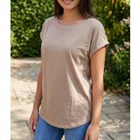 Taupe Cotton Cap Sleeve T Shirt Size 12/14P
