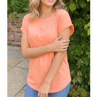 Bright Coral Cotton Cap Sleeve T Shirt Size 16/18P