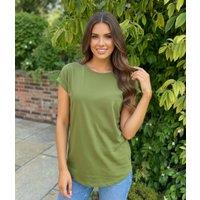 Green Cotton Cap Sleeve T Shirt Size 8/10