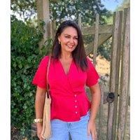 Red Wrap Blouse Size 14